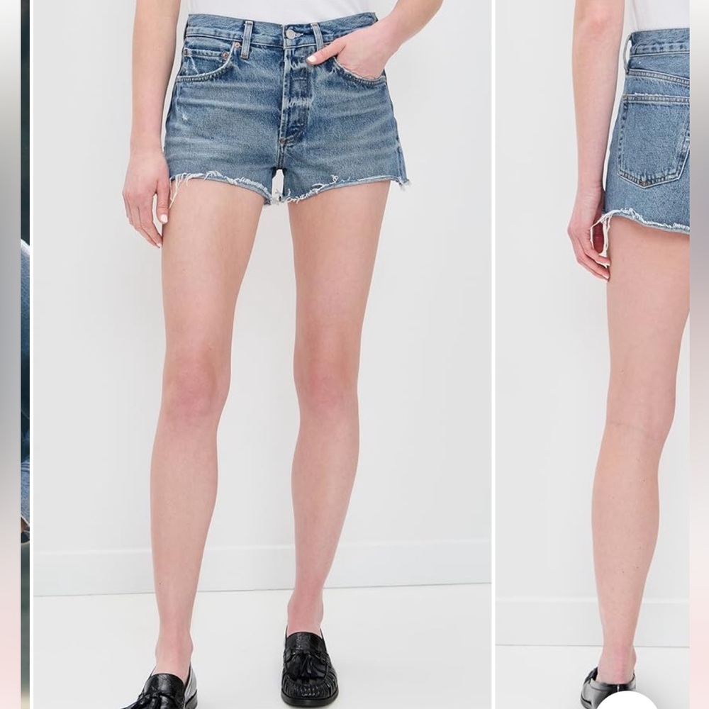 Agolde Parker Vintage Cutoff Denim Blue Women's Shorts